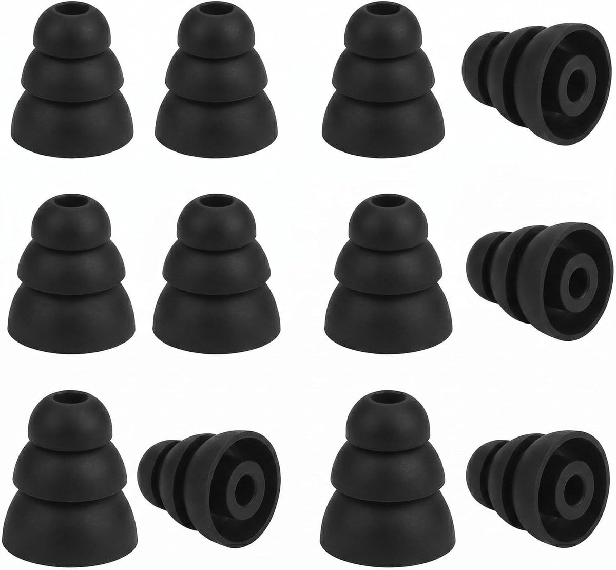 6 paar siliconen oorkussens voor in-ear hoofdtelefoons, vervangende oorkussens, zwart, S/M/L