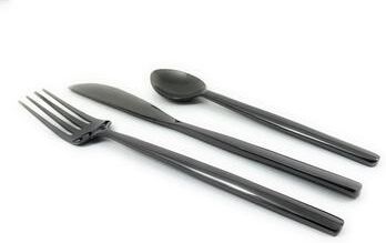 Vibhsa Black Stainless Steel 18-Piece Dinner Knife, Fork and Teaspoon Set