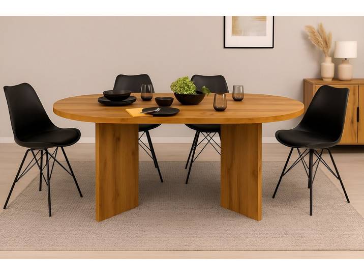 SAM® Esstisch Ova, ovale Tischplatte, V-Form, verschiedene Holz-Optiken