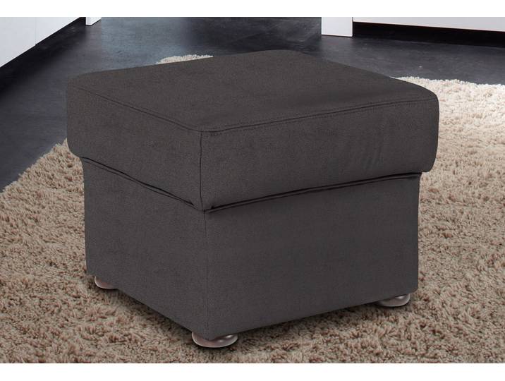 Hocker, Luxus-Kunstleder & Naturleder, Grau (Anthrazit), 58×45×58 cm, Polsterhocker, Sit&More
