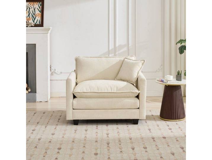 Fauteuil salon - Canapé 1 place - Tissu chenille - Confort nuageux - Design modulable
