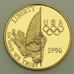Goldmünze 5 Dollar "Olympia Fahnenträger" 1996 PP (USA)