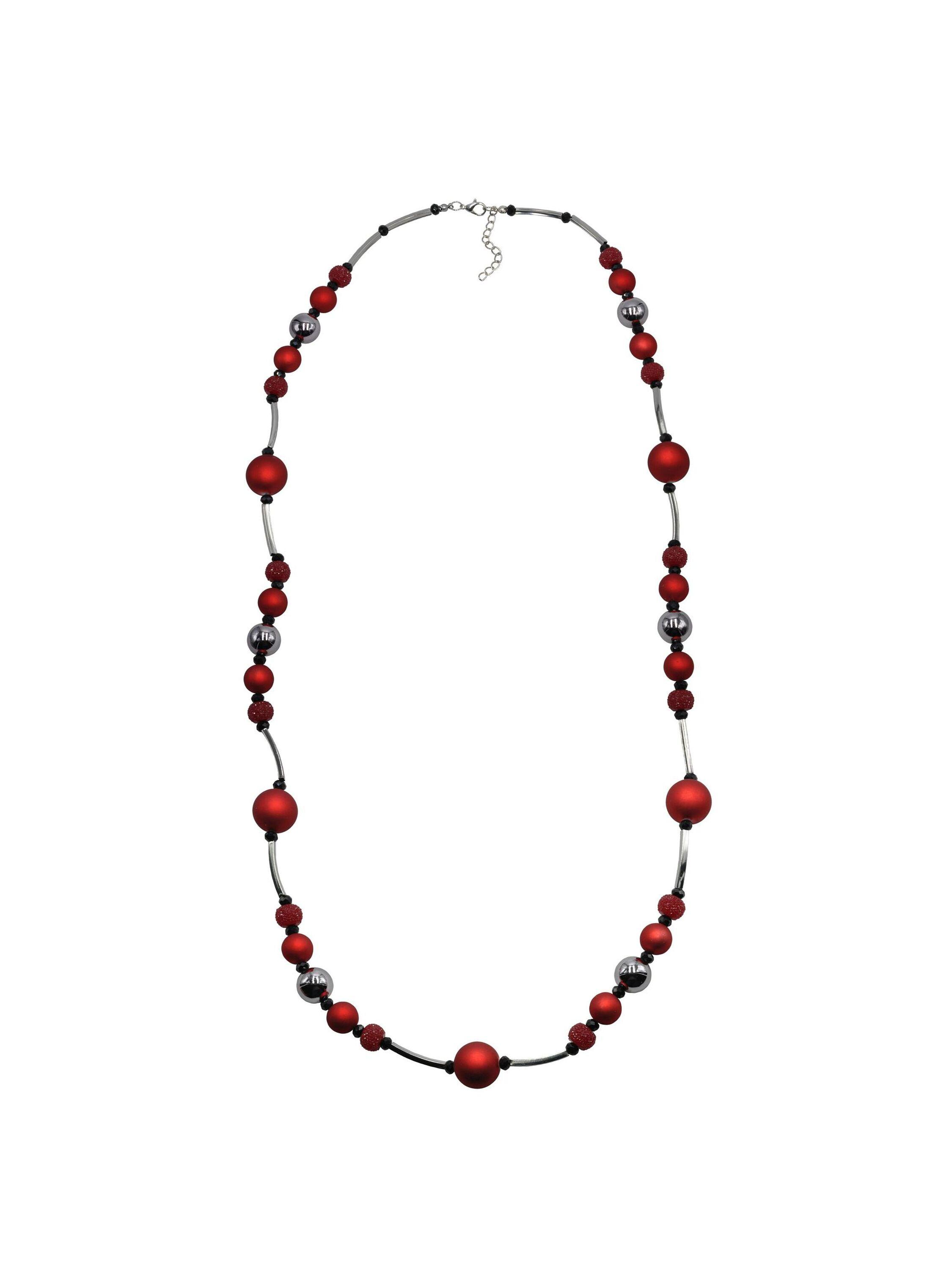 Steuer Modeschmuck Kette Metall Acryl schwarz rot
