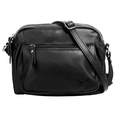 Umhängetasche SAMANTHA LOOK "SAMANTHA LOOK Damen echt Leder", Damen, Gr. B/H/T: 23cm x 18cm x 5cm onesize, schwarz, Leder, unifarben, Taschen Umhängetasche, echt Leder