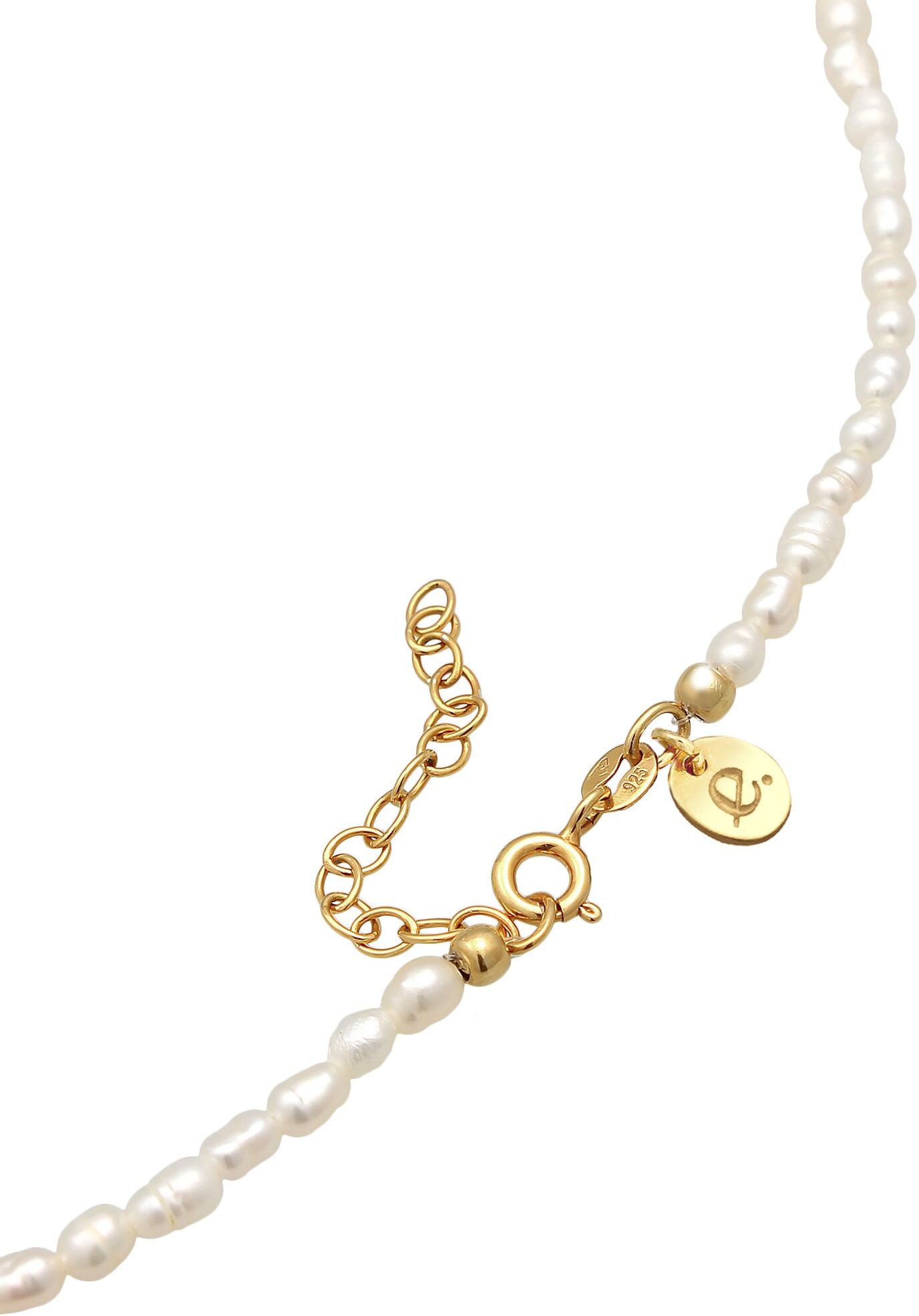 Choker ELLI PREMIUM "Halskette Choker Süßwasserperlen Klassik 925 Silber" Gr. 36, gold, Halsketten, Damen, 36, ohne Stein, Silber 925 (Sterlingsilber), Choker