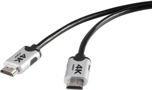 SpeaKa Professional HDMI Anschlusskabel HDMI-A Stecker 1.00m Schwarz SP-6344128 4K UHD, Audio Return Channel, vergoldete
