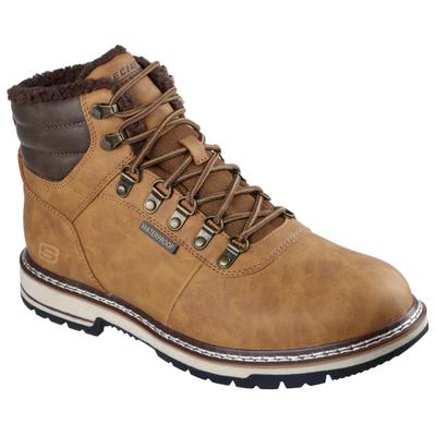Winterstiefel SKECHERS "CORADO-MEMPHIS", Herren, Gr. 43, Warmfutter, braun (hellbraun), Lederimitat, Schuhe Winterstiefel, Schnürstiefel mit Warmfutter
