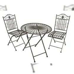 DELUKE Balkonmöbel-Set TAMAS klappbar - Stahl, Schwarzbraun | Balkon-Set Gartenmöbel-Set Sitzgruppe für Balkon Balkonstuhl Balkontisch