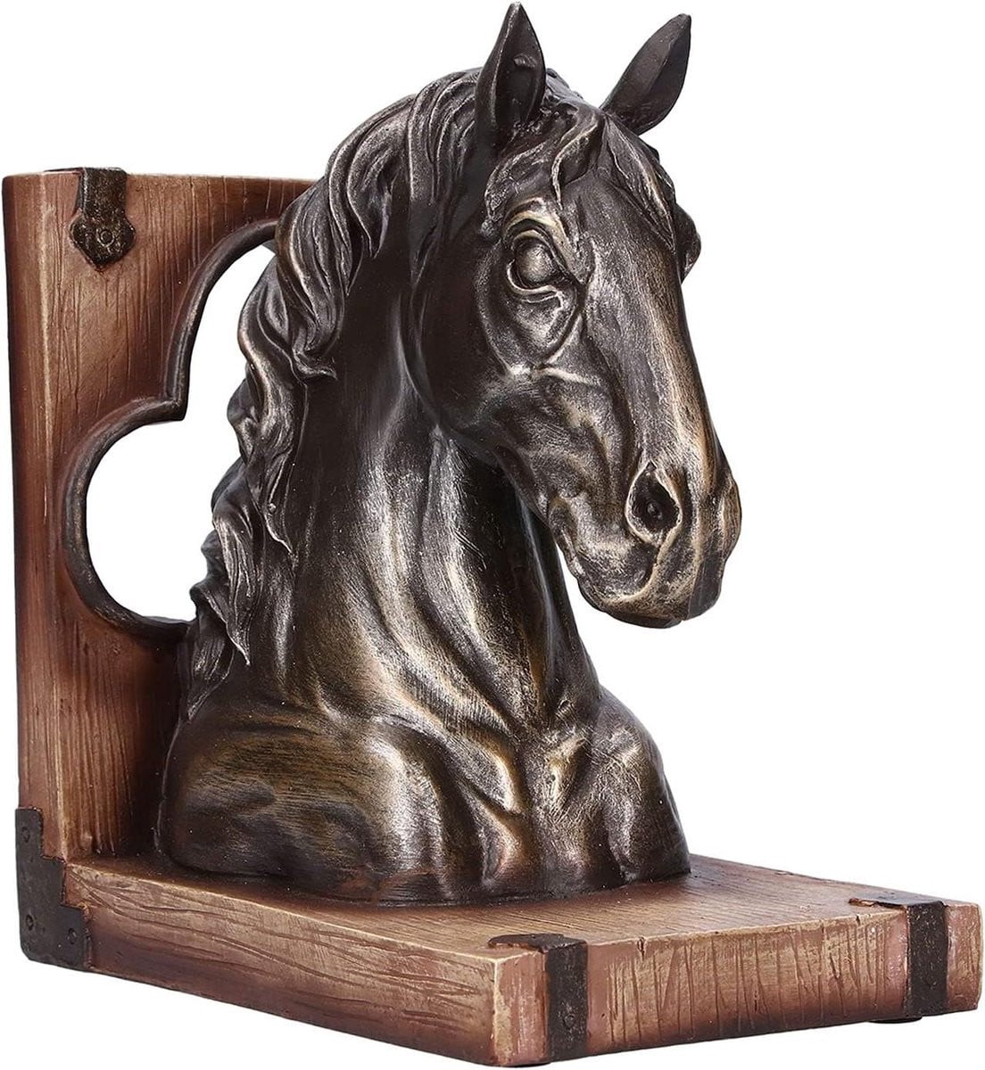 Paardenkop Sculptuur Boekensteunen - Brons - Set van 1
