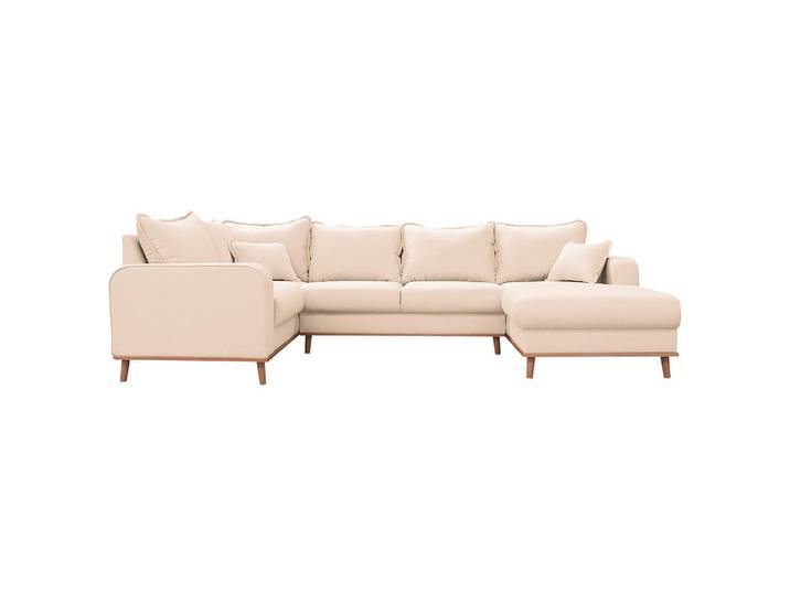Wohnlandschaft, Ecru, 296x170 cm, Textil, U-Form & Armteil Links, Livetastic