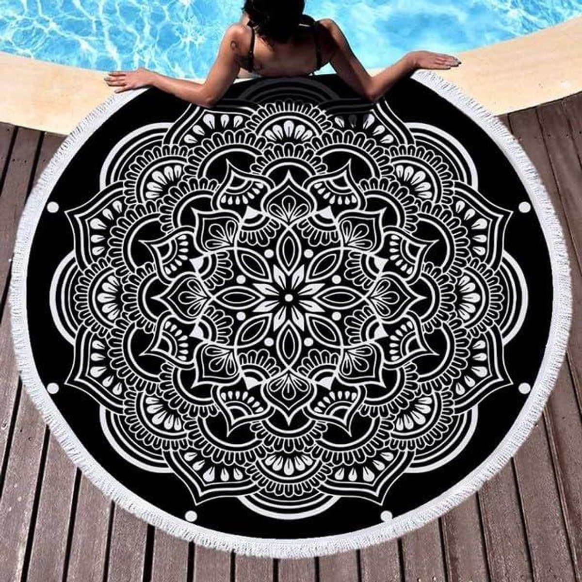 Mandala Strandhanddoek Rond - Sneldrogende Badhanddoek - 150 cm Diameter