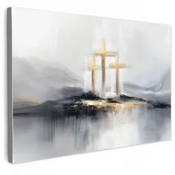 LEINWANDBILD Abstrakt - Malerei - Christentum - Kreuz Gemälde 60x40 cm