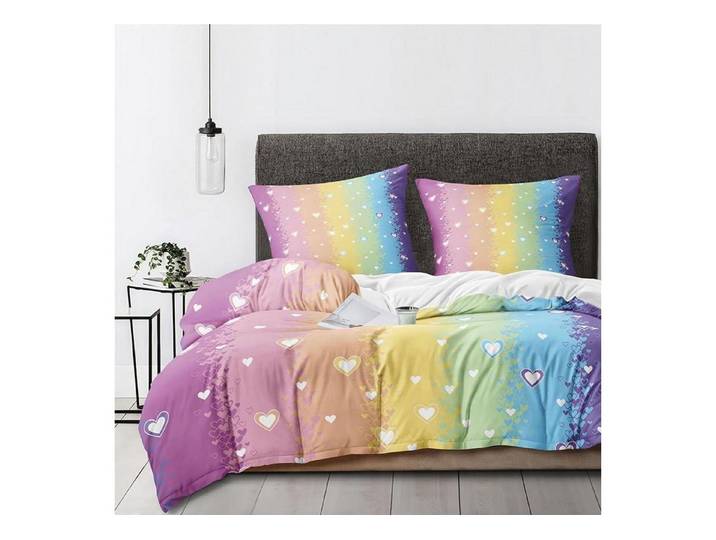 LuxusKollektion Jugendbettwäsche Bettwäsche 200x220 Herzen Bunt 3tlg