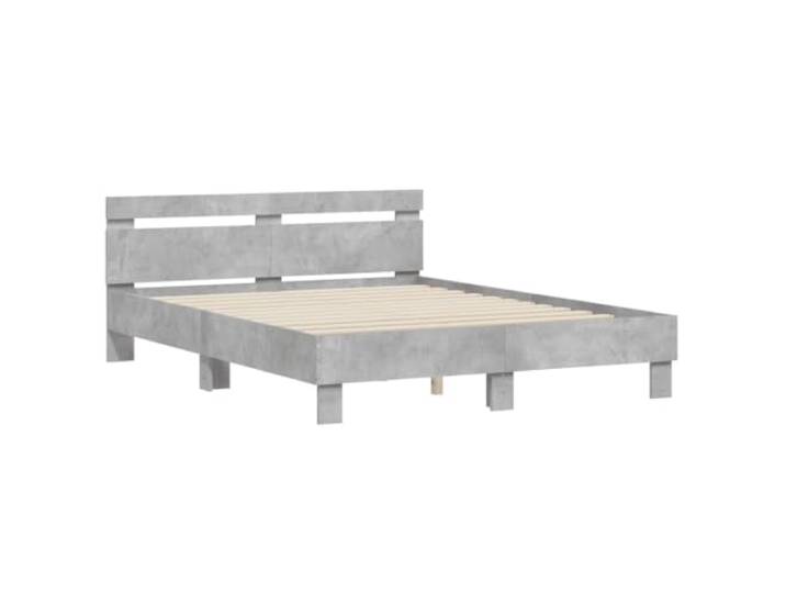KTHLBRH Bettgestell Kopfteil grau Beton, 150 x 200 cm, mehrschichtiges Holz Lattenrost aus Sperrholz im Lieferumfang enthalten, Rückenstütze, Lattenrost, Matratze nicht im Lieferumfang enthalten