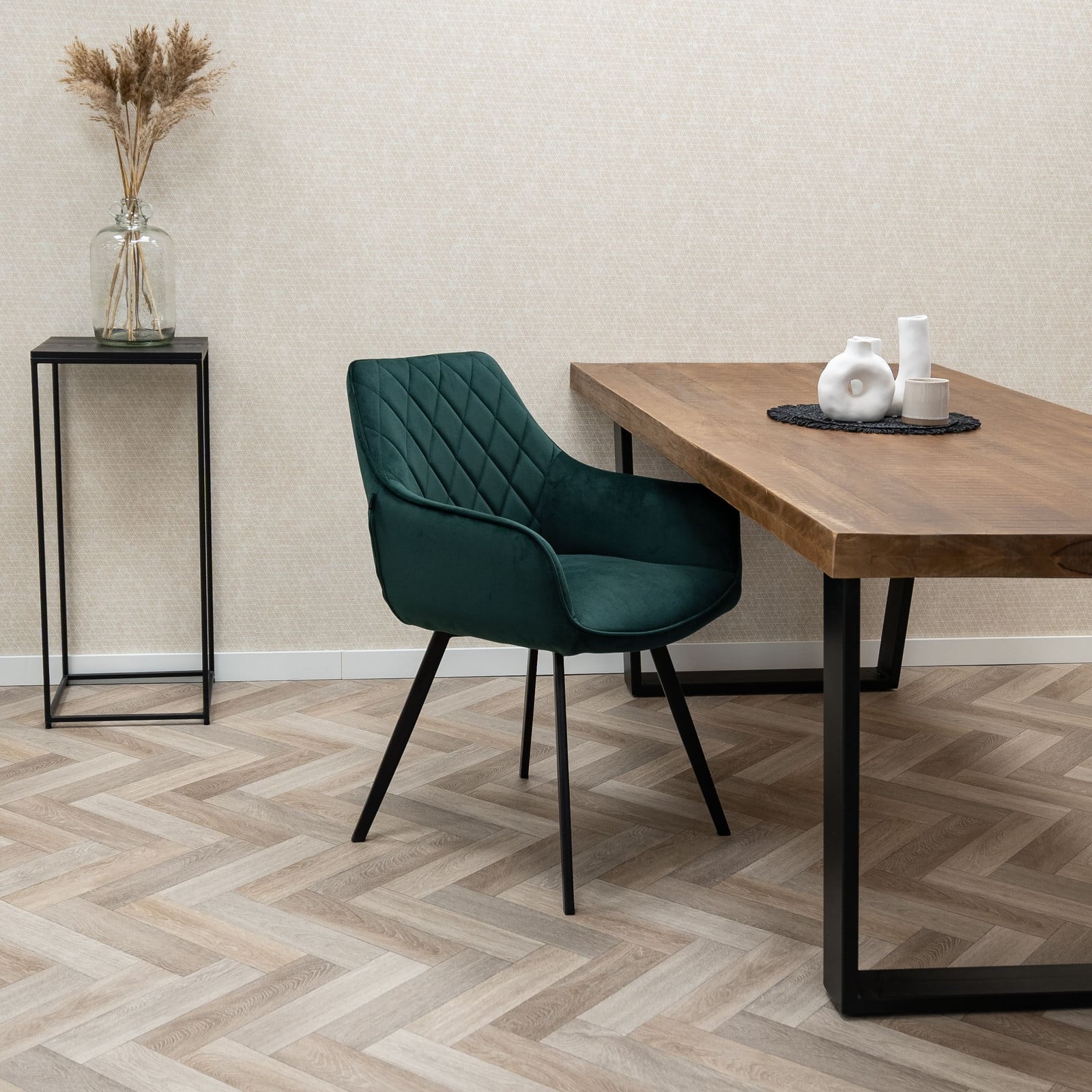 Set van 6 Karl eetkamerstoelen - Donkergroen