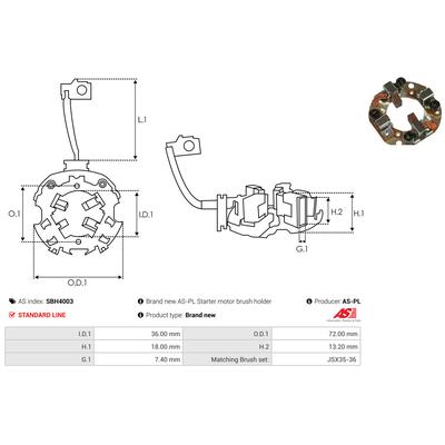 AS-PL Halter, Kohlebürsten sbh4003 720mm