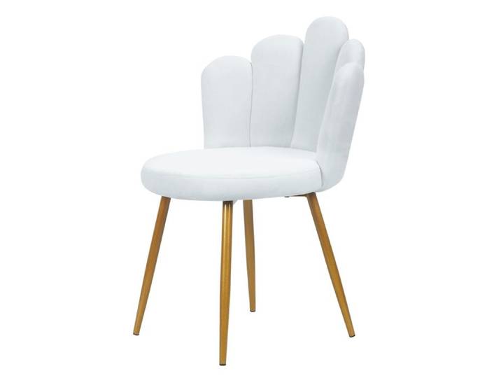 Fauteille Coquillage Pieds en Métal Plaqué Or Fauteul de Salon Design Fauteuil Coiffeuse pour Chambre Moderne Blanc 50x50x80cm