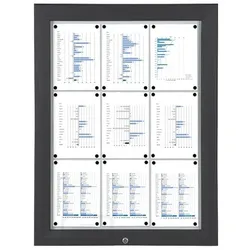 Schaukasten 9x A4 schwarz Alu Infokasten Plakatschaukasten wetterfest aussen