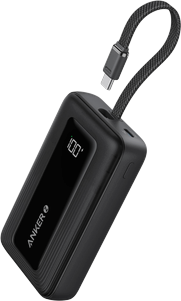 Anker Zolo Power Bank (10K, 30W) with a 5.4-inch (13.7 cm) built-in USB-C cable.