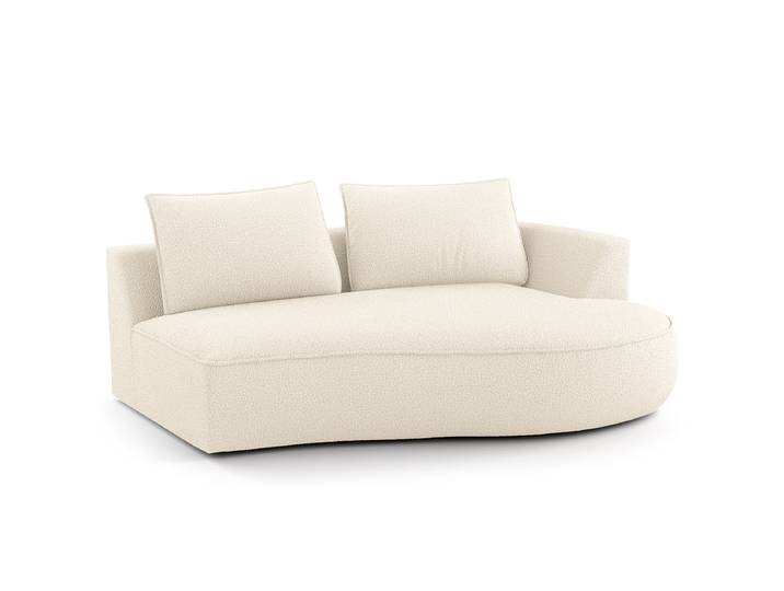 Modulottomane Weiß/Beige/Creme Bouclé Stoff Ronka 196 x 146cm Ausrichtung rechts Glamour