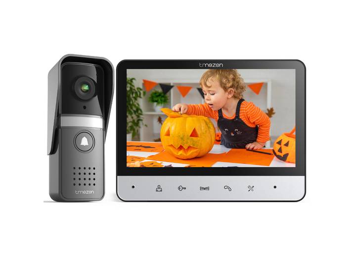 Kit d'interphone vidéo connecté 4 fils TMEZON V20 avec écran couleur 7 pouces, visiophone pour famille, interphone de rue, sonnette caméra