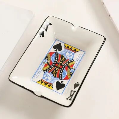 ModernMart Royal Poker Ceramic Ashtray Decorative Smoking Tray For Home Office Lounge b