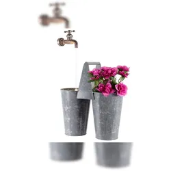Kaemingk LED Zink Brunnen Topf B/L/H 30x15x57 grau