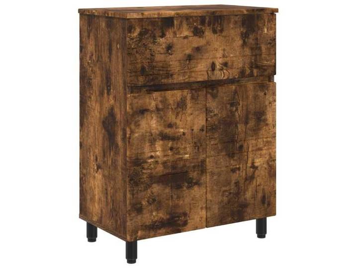 NOUVEAU Cabinet de salle de bain - Unité de vanité de salle de bain - Chêne fumé - 60x35x80cm - Anti l'humidité  78679