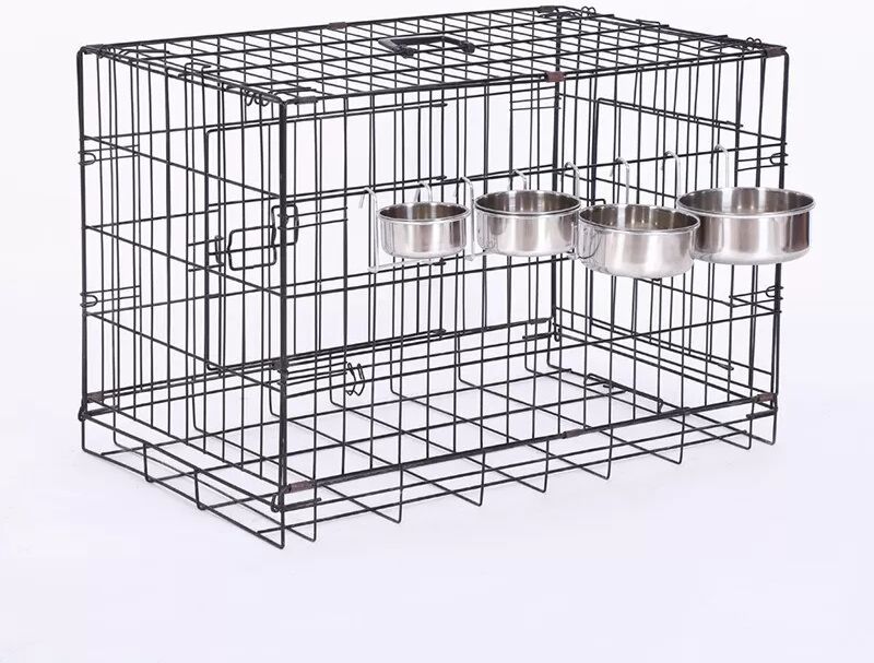 INF Gamelle suspendue en acier inoxydable pour animaux - Gamelle pour chien et chat à fixer sur la cage L