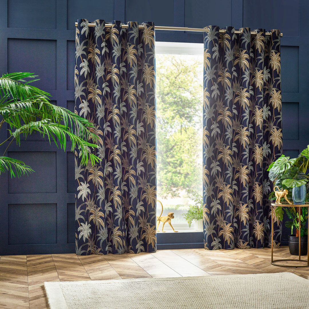 Wylder Galapagos Room Darkening Curtain Pair Blue 229 W x 183 D cm
