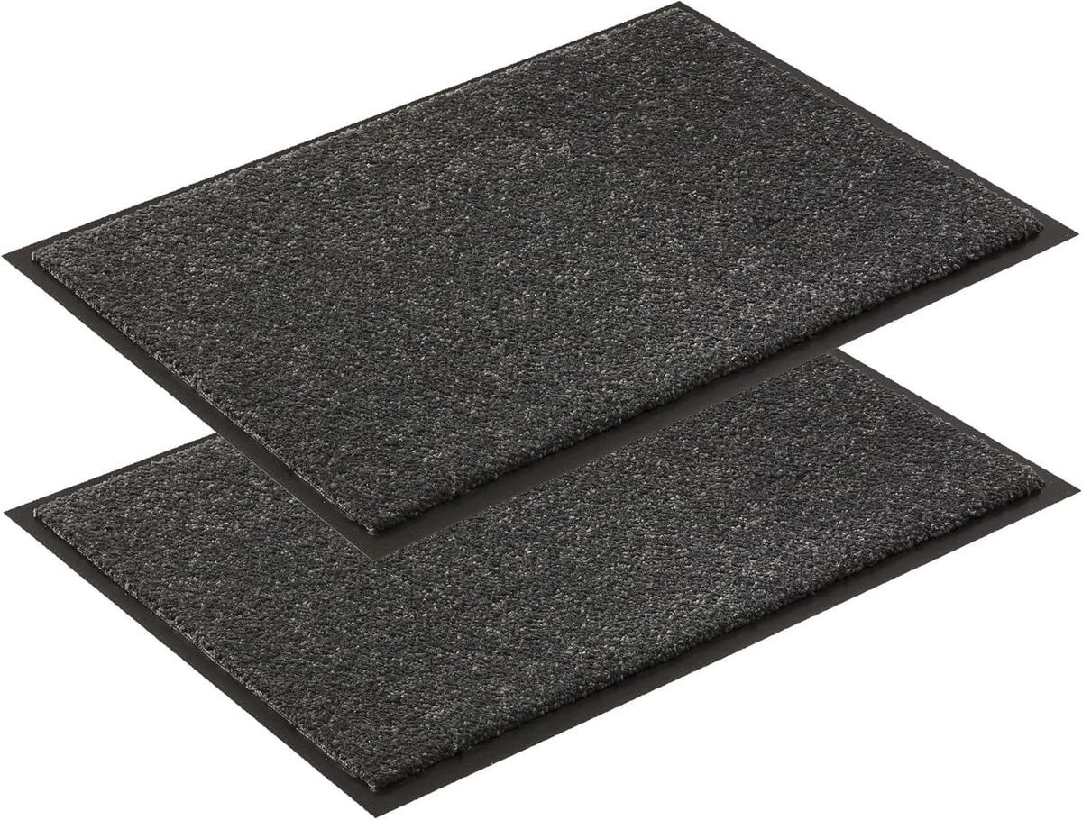 Set van 2 Slijtvaste Grijs Entreematten met Antislip Onderzijde