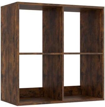 Costway 4 Cube Bookshelf with Back Guardrail for Living Room Bedroom-Coffee