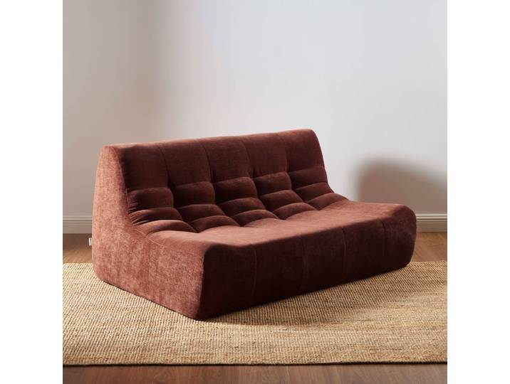 Banquette modulable 2 places velours bordeaux