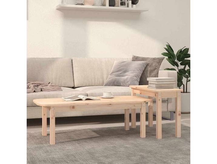 vidaXL Couchtisch vidaXL 2-tlg. Couchtisch-Set Massivholz Kiefer