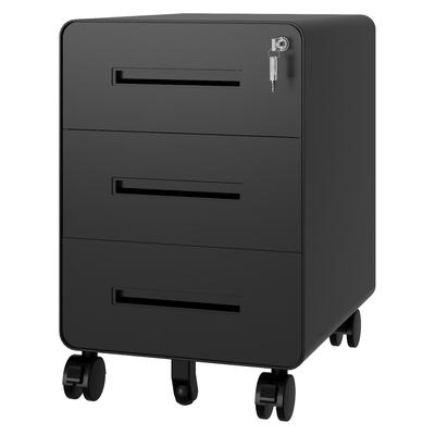 Bisley EasyRoll Rollcontainer mit 3 Schubladen, Container abschließbar aus Metall in schwarz - Rollwagen für's Büro als Schreibtisch Unterschrank,
