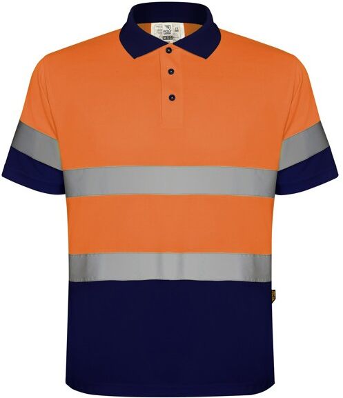 Polo haute visibilité personnalisé en polyester Polaris M MARINE/ORANGE FLUO