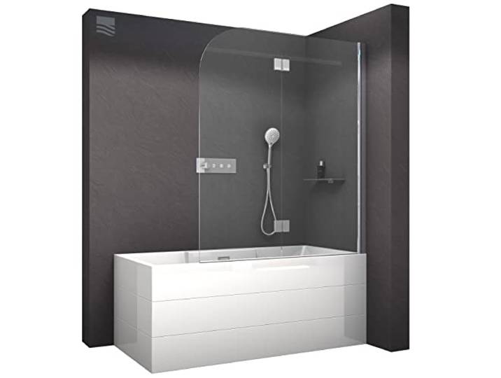 BERNSTEIN Duschabtrennung Duschwand Spritzschutz Badewanne 6 mm Nano Badewannenaufsatz Badewannenaufsatz EX201-80 x 140 cm