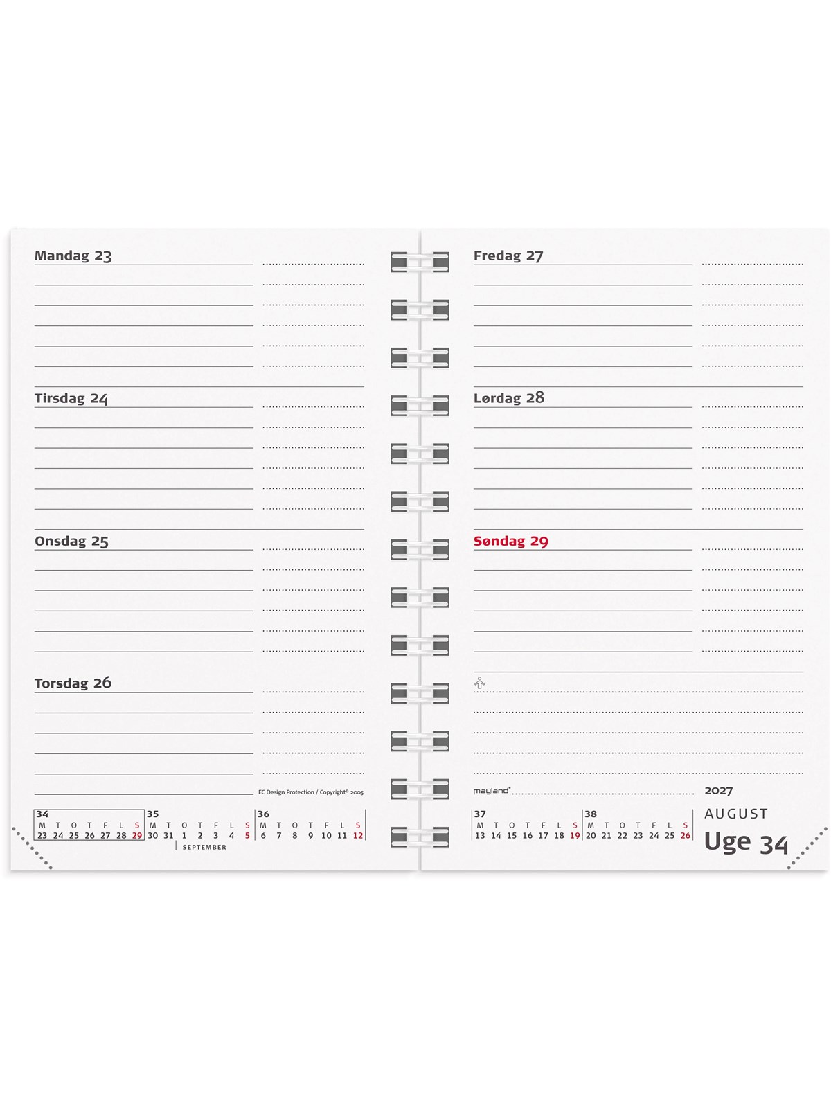 Mayland Mini Planner ugekalender REFILL 2027