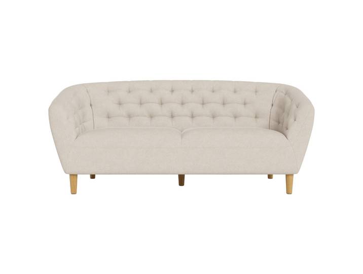 Ambia Home Chesterfield-Sofa, Beige, Holz, Kautschukholz, massiv, 191x78x84 cm, Wohnzimmer, Sofas & Couches, Chesterfield Sofas