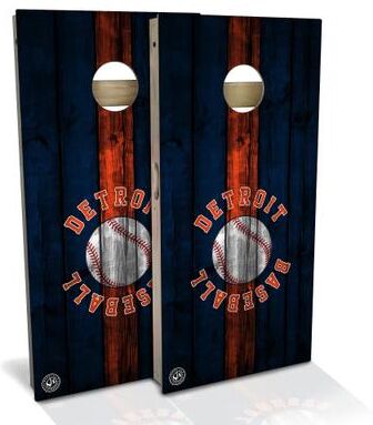 Skip's Garage Detroit Baseball Outdoor Cornhole Board Set