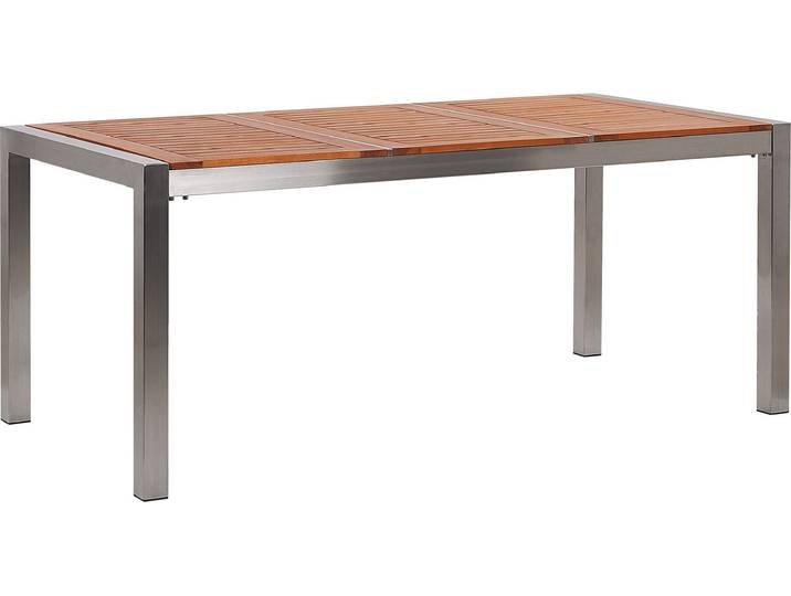 BELIANI Gartentisch Eukalyptusholz Edelstahl 180 x 90 cm modern Outdoor Garten Terrasse