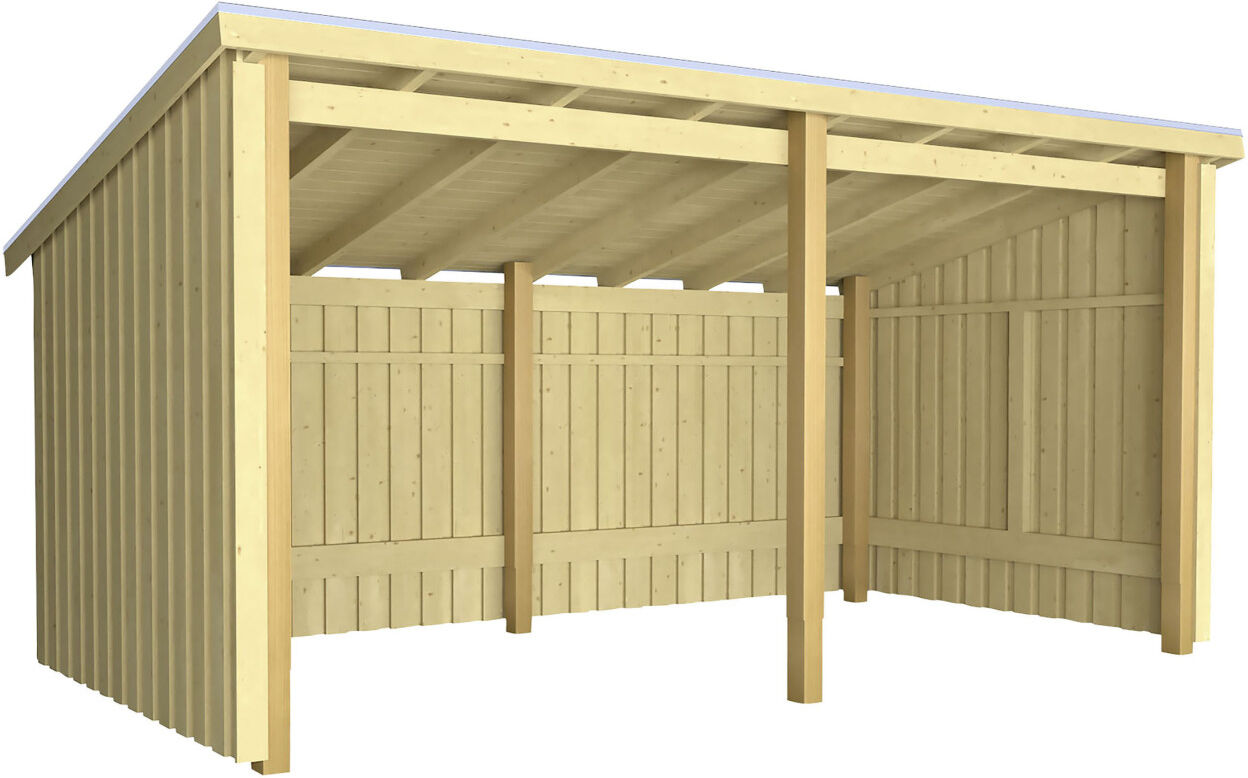 Plus Gartenhaus Nordic Multi 416 x 208 cm natur offen mit Dachpappe