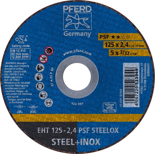 Trennscheibe PSF STEELOX D125x2,4mm ger.INOX Bohr.22,23mm PFERD