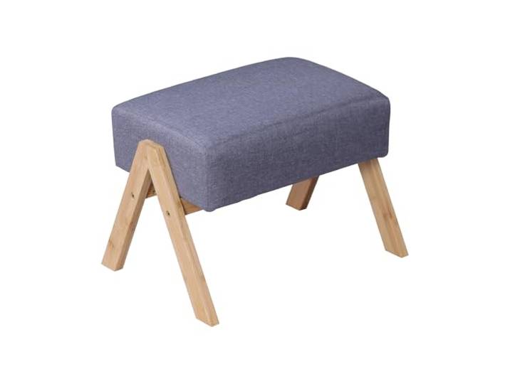 Repose-pieds Relaxdays\, rembourré\, pieds en bambou\, HxLxP: 40x30x28cm\, couloir\, salon\, tabouret d'appoint\, gris/nature