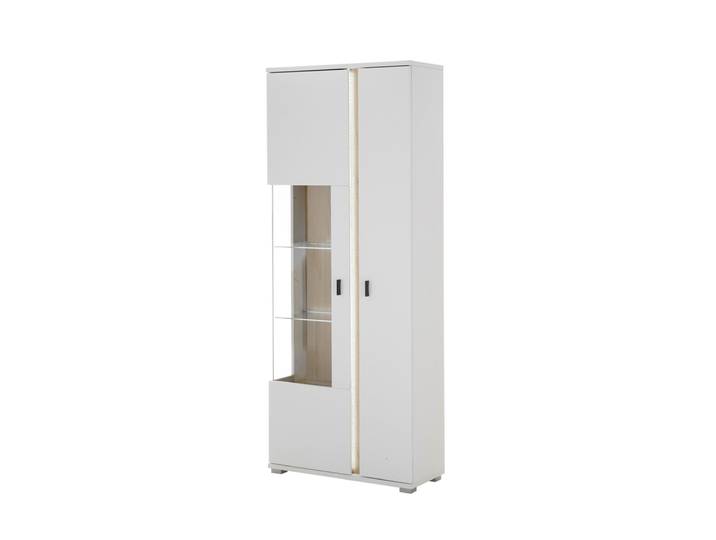 Vitrine LONG ISLAND L 200 cm weiß/ Wotan Eiche