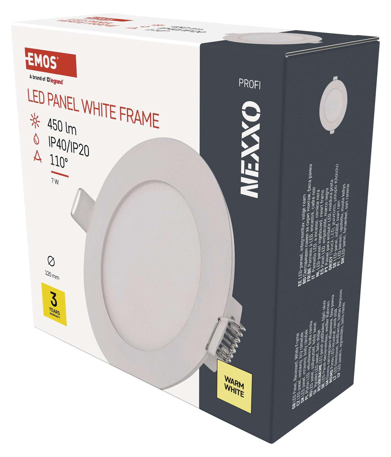 Emos NEXXO LED inbouwspot, wit, rond, 7 W, warm wit, 12 cm, ZD1124