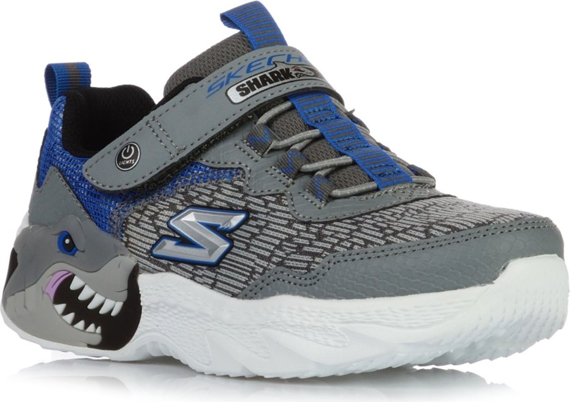 Skechers S- Lights Shark Blinker Jungen Sportschuh in Grau, Größe 31
