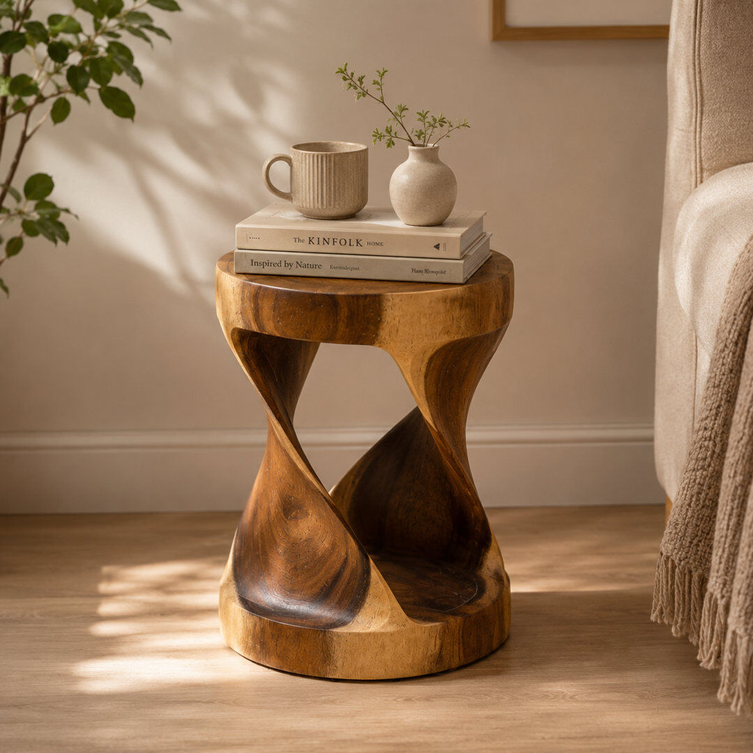 Alpen Home Burruss Solid Wood End Table Brown Wood 47cm H X 33cm W X 33cm D