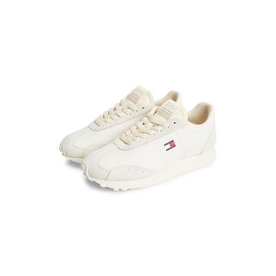 Sneaker TOMMY JEANS "RETRO RUNNER ARCHIVE LTR", Damen, Gr. 40, Textil, ivory, Leder, Lederimitat, unifarben, Basic, Schuhe Sneaker, Freizeitschuh, Halbschuh, Schnürschuh im Retro-Look