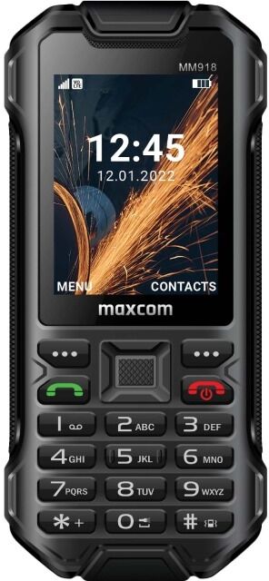 Maxcom Strong MM918 Occasion Téléphone mobile renforcé d'occasion 4G avec bouton SOS, station de charge et certification IP68. Réemballé en boîte
